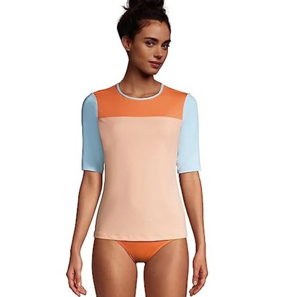 NWT Lands' End Women Long Sleeve Quick Dry UPF50 Rash Guard Size S $80 Z103 - Picture 1 of 3